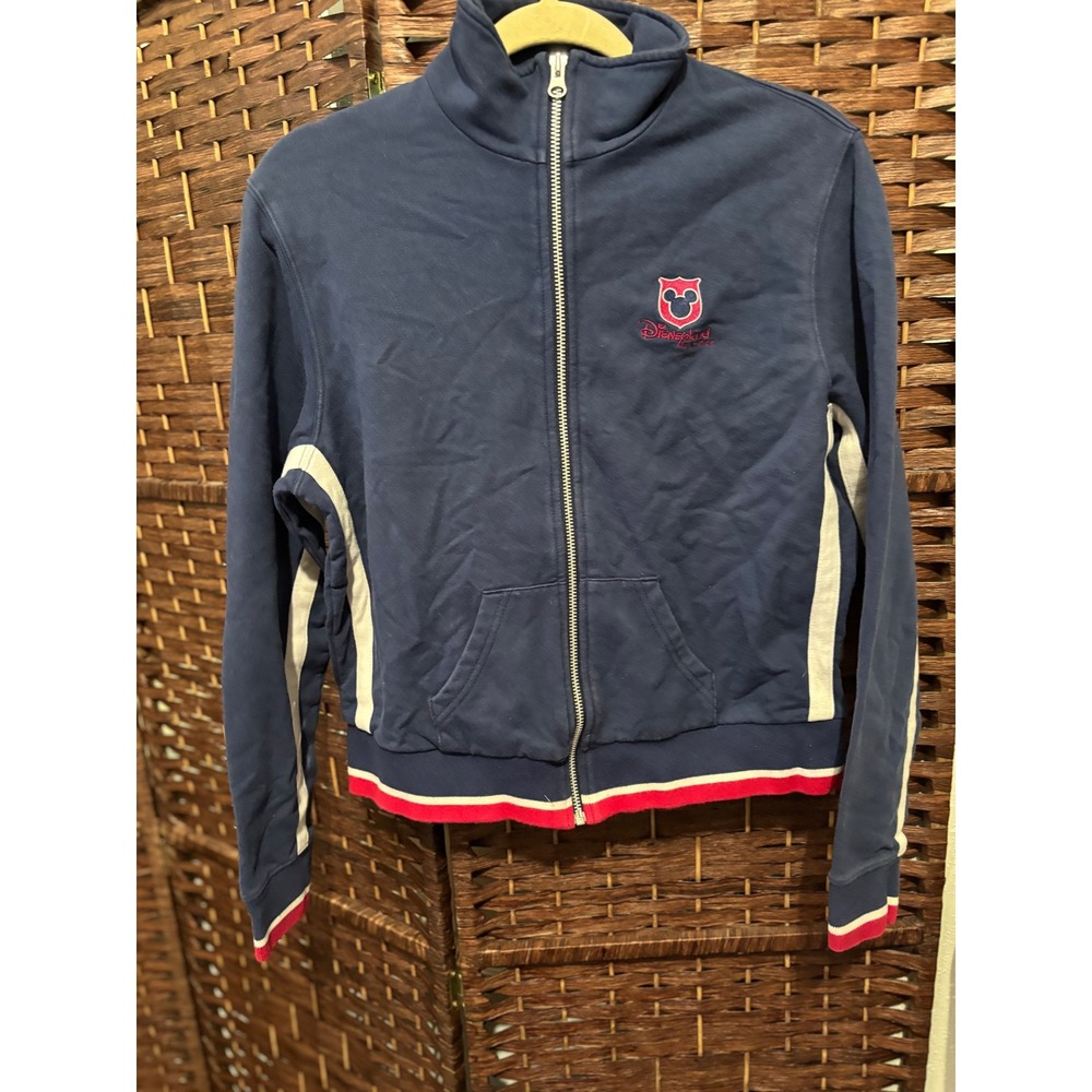 Disneyland Resort Kids Full Zip Jacket Blue White Stripe‎ Logo Size L